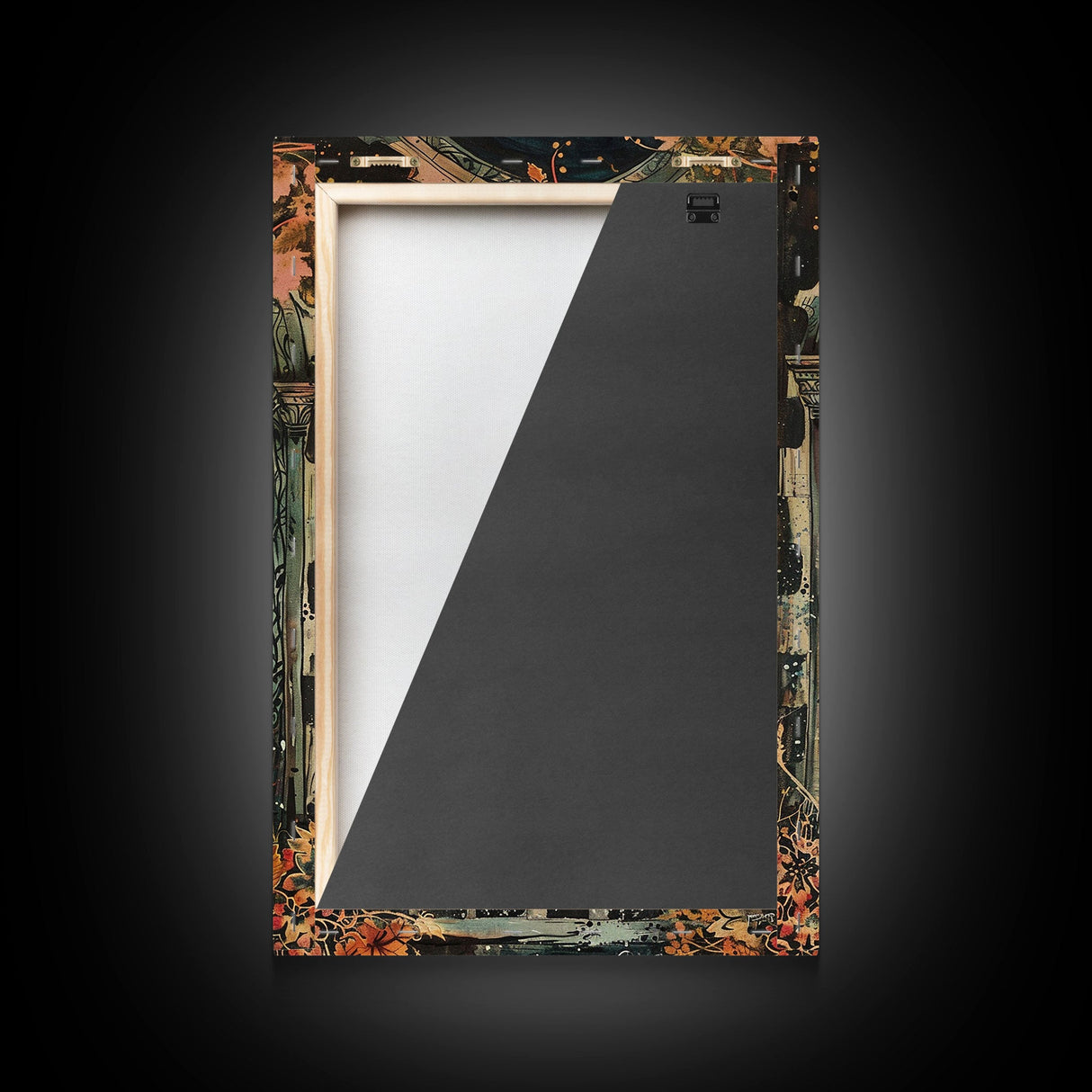 Ghostly Figure at Haunted Door Framed Canvas Print, Halloween Spirit Decor, Spooky Ghost Art, Haunted House Wall Art, Creepy Ghostly Print