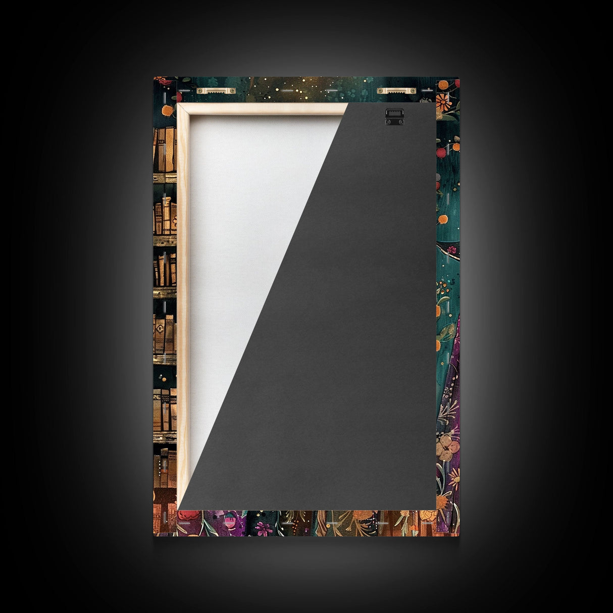 Halloween Eerie Wizard in Haunted Library Framed Canvas Print, Gothic Wall Art, Home Decor, Witchcraft Decor, Gift Idea, Enchanted Study