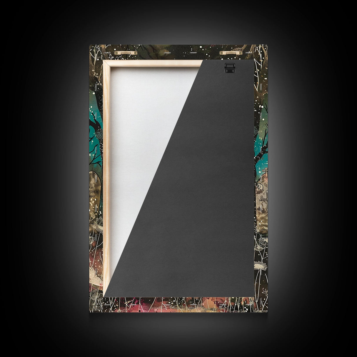 Halloween Skeleton Bride in Cemetery, Framed Canvas Print, Wall Art, Living Room Decor, Spooky, Skeleton Art, Original Painting, Home Decor