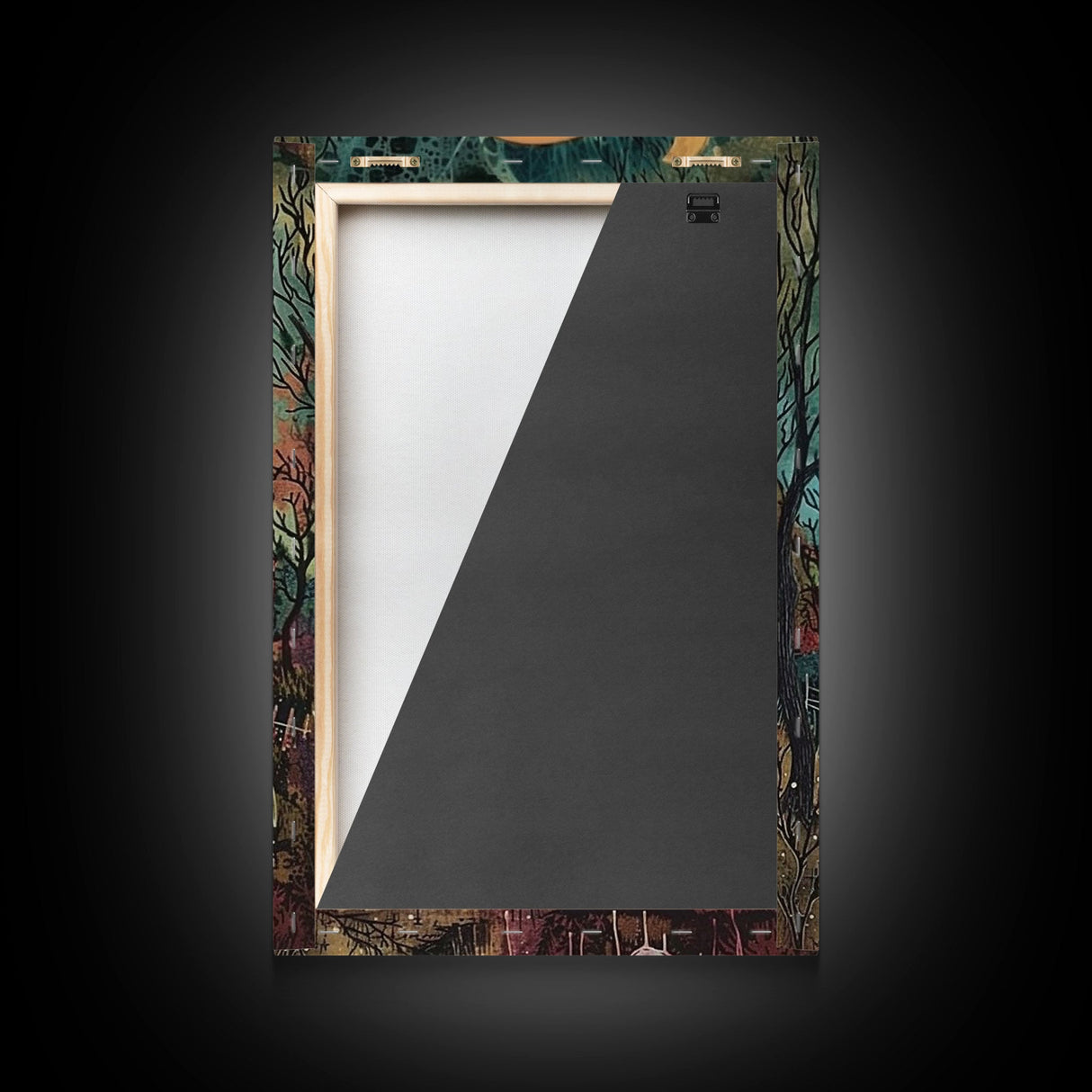 Halloween Ghost in Haunted Forest Framed Canvas Print, Spooky Decor, Living Room Art, Creepy Halloween Wall Art, Home Decoration