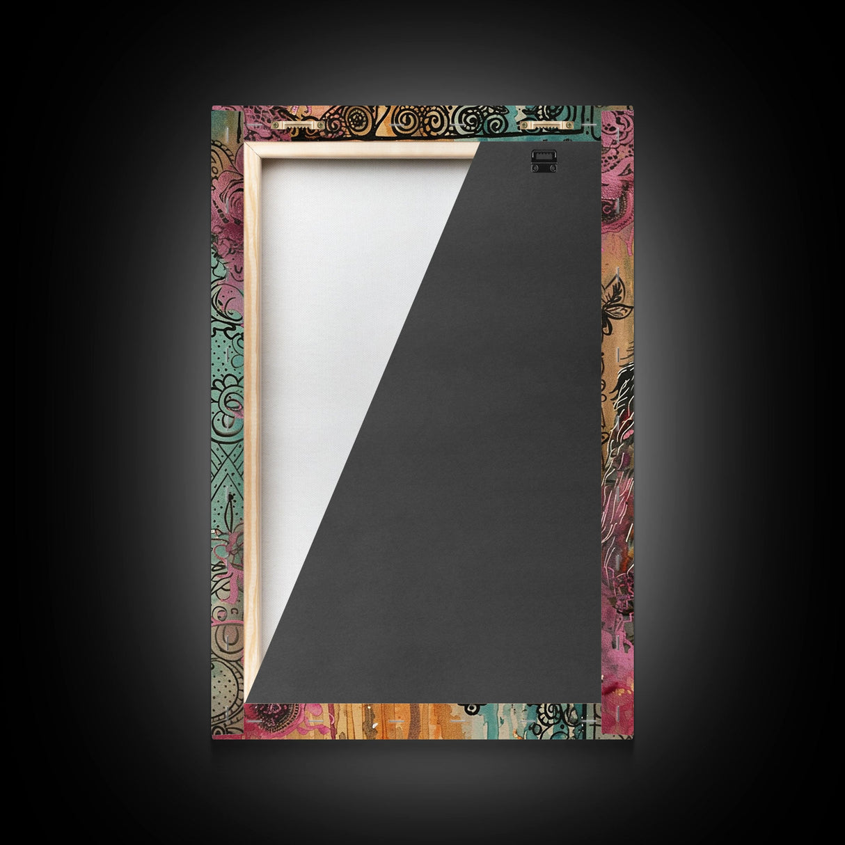 Halloween Creepy Werewolf with Burger Framed Canvas Print, Wall Art, Living Room Decor, Kitchen Art, Unique Halloween Gift, Spooky Decor