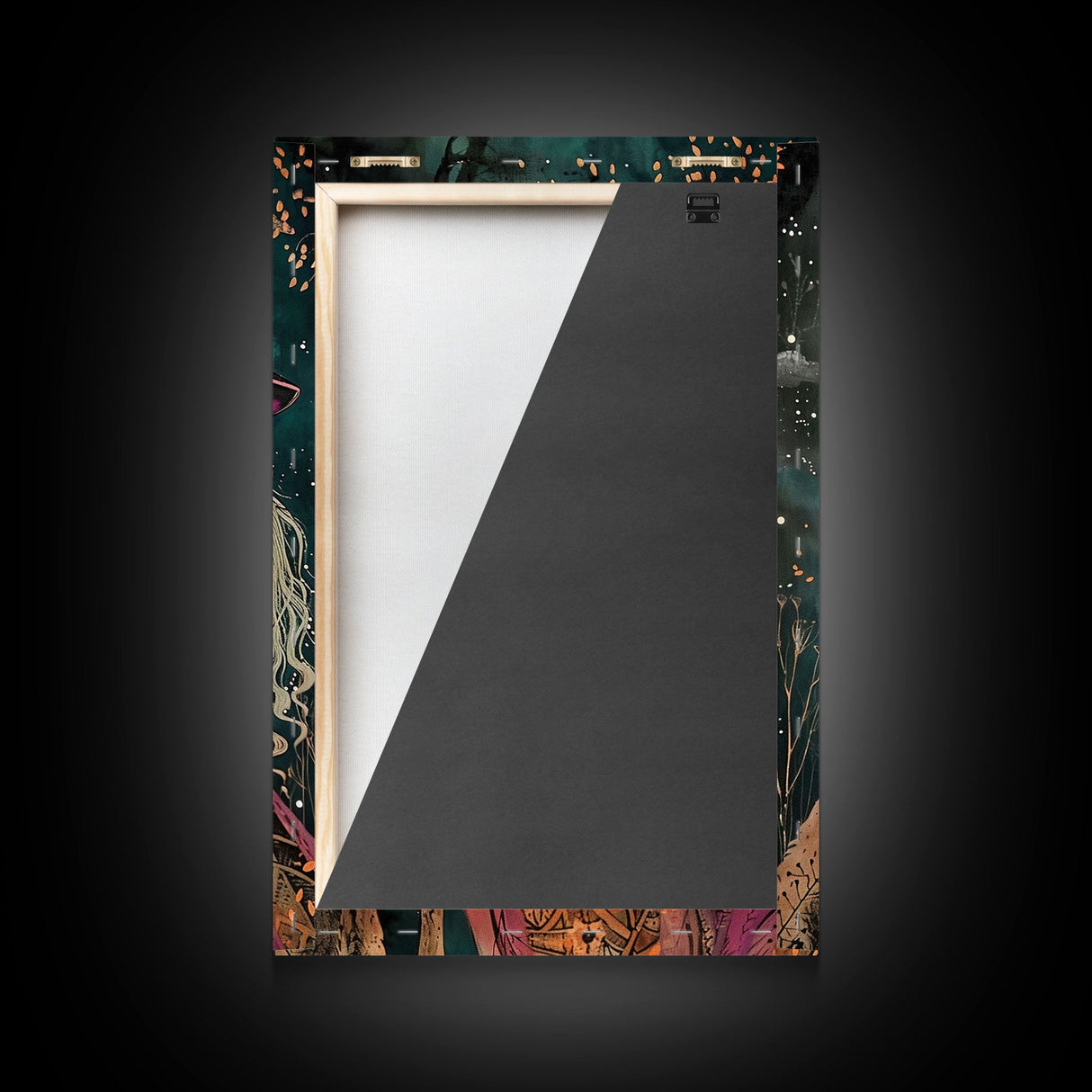 Mystical Witch and Wolf Under Crescent Moon - Halloween Wall Art - Spooky Home Decor - Perfect Halloween Gift - Witch and Wolf Painting