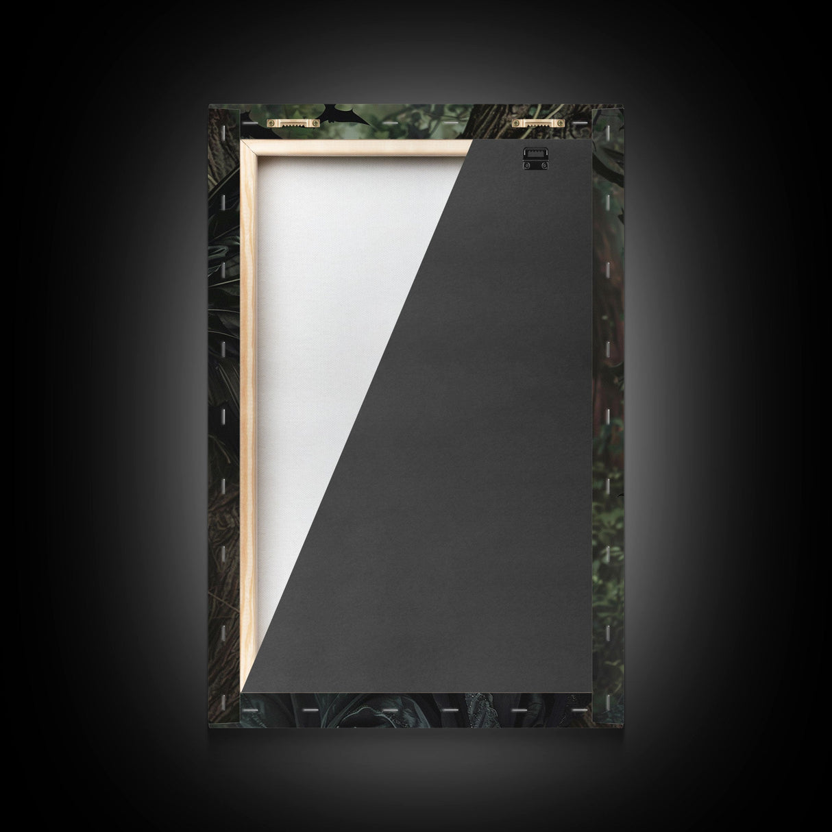 Dark Angel with Glowing Eyes in Haunted Forest - Mysterious Gothic Framed Canvas Print, Halloween Wall Art Decor