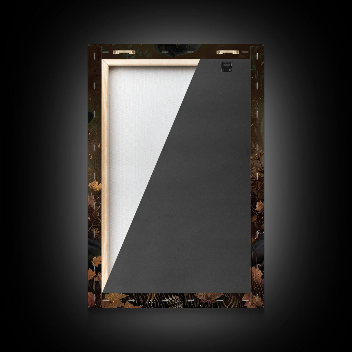 Mystical Witch with Deer in Enchanted Forest - Halloween Art Framed Canvas Print, Spooky Home Wall Decor