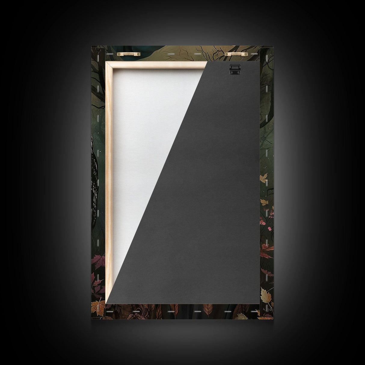 Mysterious Witch with Owl Companion - Moonlit Enchantment, Mystical Beauty Framed Canvas Print, Halloween Wall Art