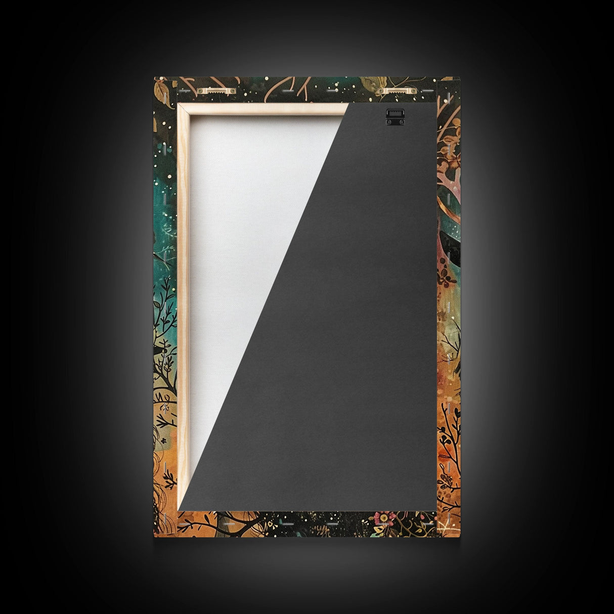 Elegant Witch with Tortoise - Halloween Art, Gothic Art, Spooky Decor, Dark Nature Art, Haunting Portrait, Framed Canvas Print