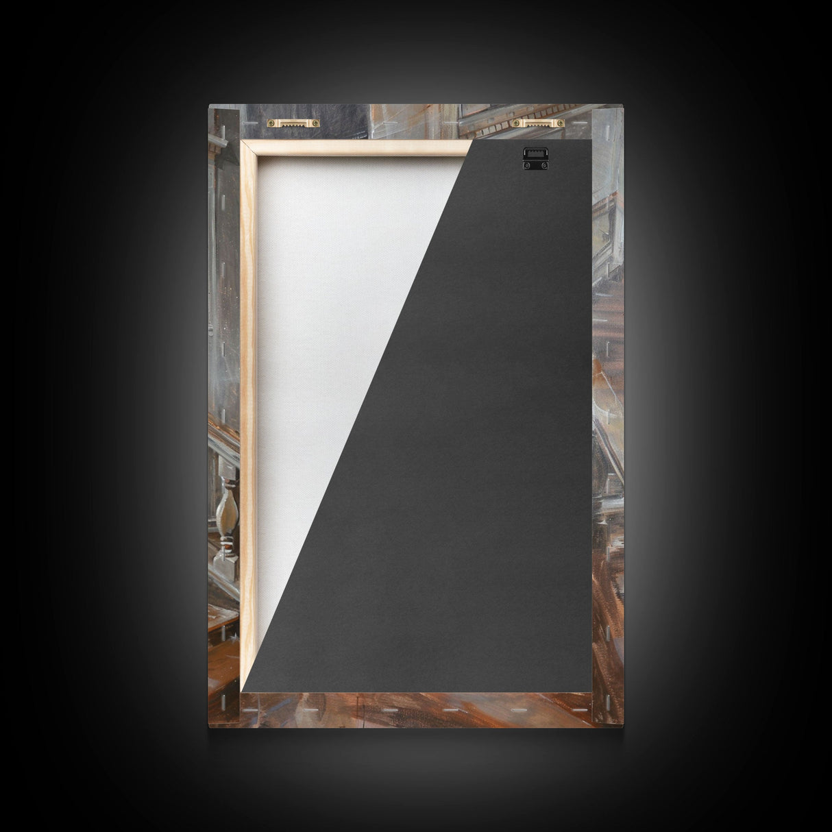 Ghost On Stairs Canvas Print - Halloween Art, Spooky Home Decor, Ghost Wall Art, Haunted House Decor, Halloween Decor, Framed Canvas Print