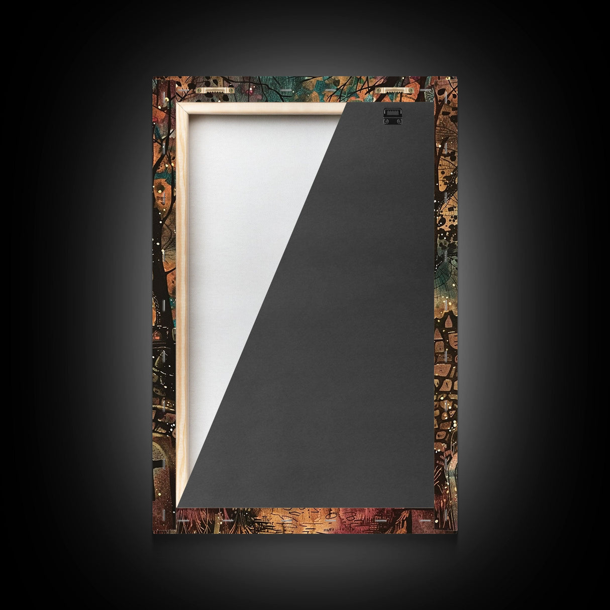 Gothic Mansion in the Forest Framed Canvas Print, Spooky Haunted House Art, Halloween, Eerie Decor, Haunted Artwork, Framed Canvas Print