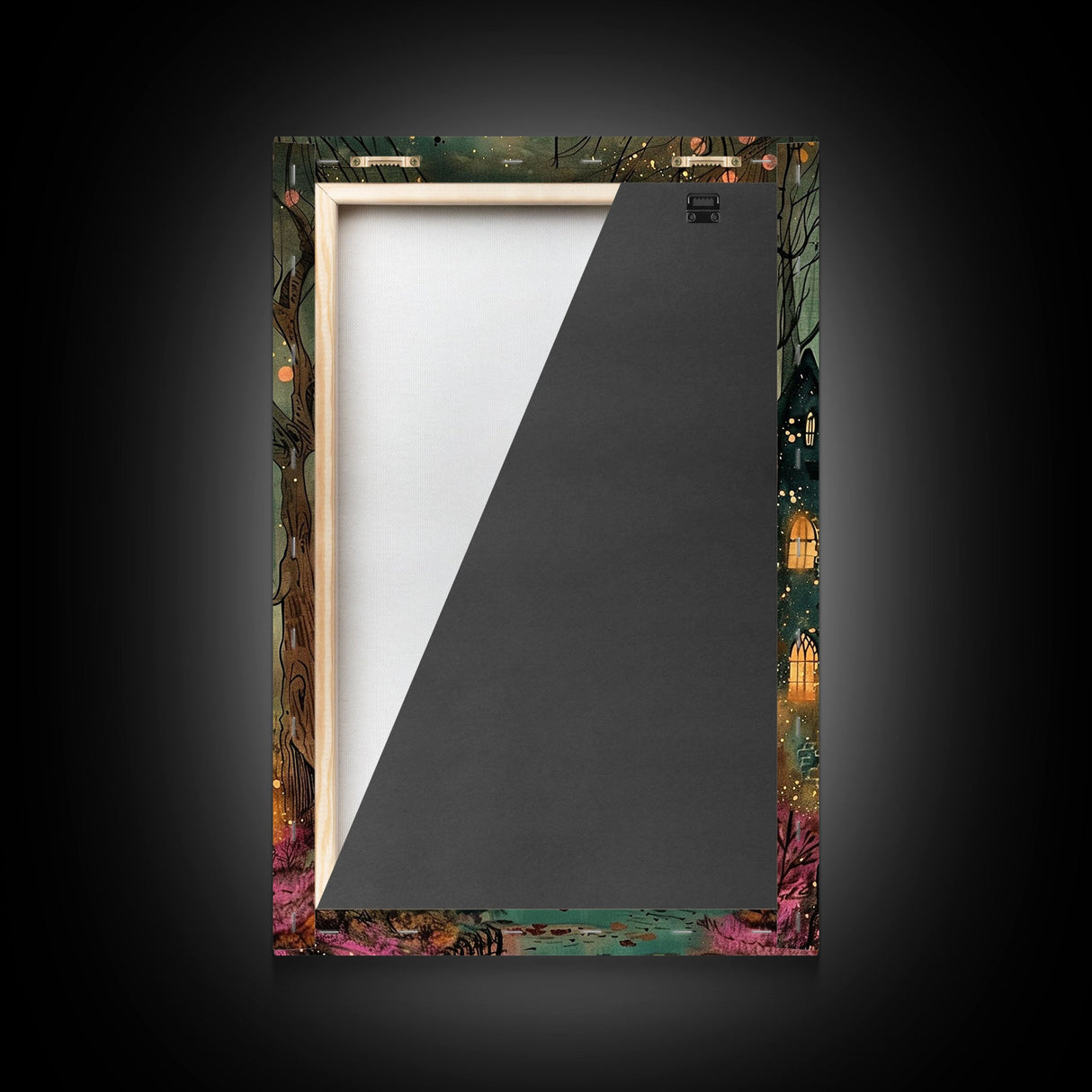 Haunted Mansion On Halloween, Framed Canvas Print, Spooky Vibes Wall Art