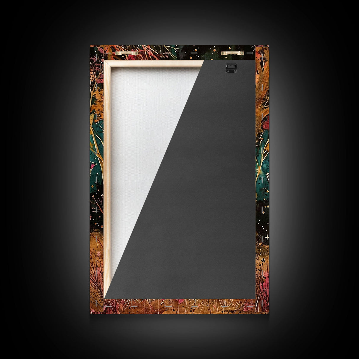 Nighttime Haunted Forest Path Framed Canvas Print, Halloween Wall Art, Spooky Home Decor, Eerie Artwork, Ghostly Path Decoration