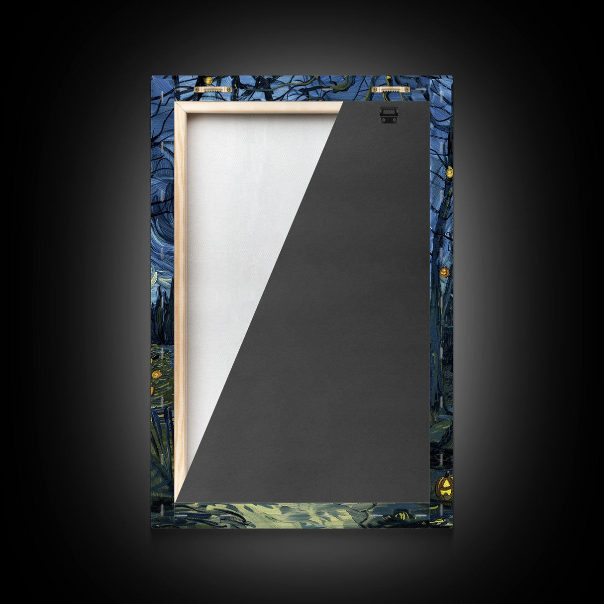 Dark Steamy Train at Night Framed Canvas Print, Halloween Wall Art, Spooky Train Station Decor, Haunted Transportation Artwork, Ghostly Art