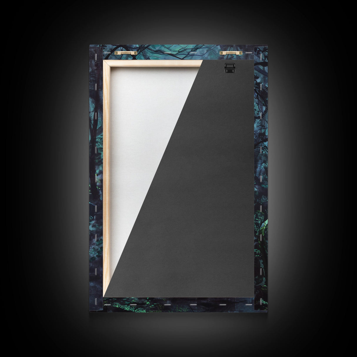 Spooky Cemetery with Glowing Lights Framed Canvas Print, Wall Art, Halloween Graveyard Art, Eerie Home Decor, Haunted Forest Painting