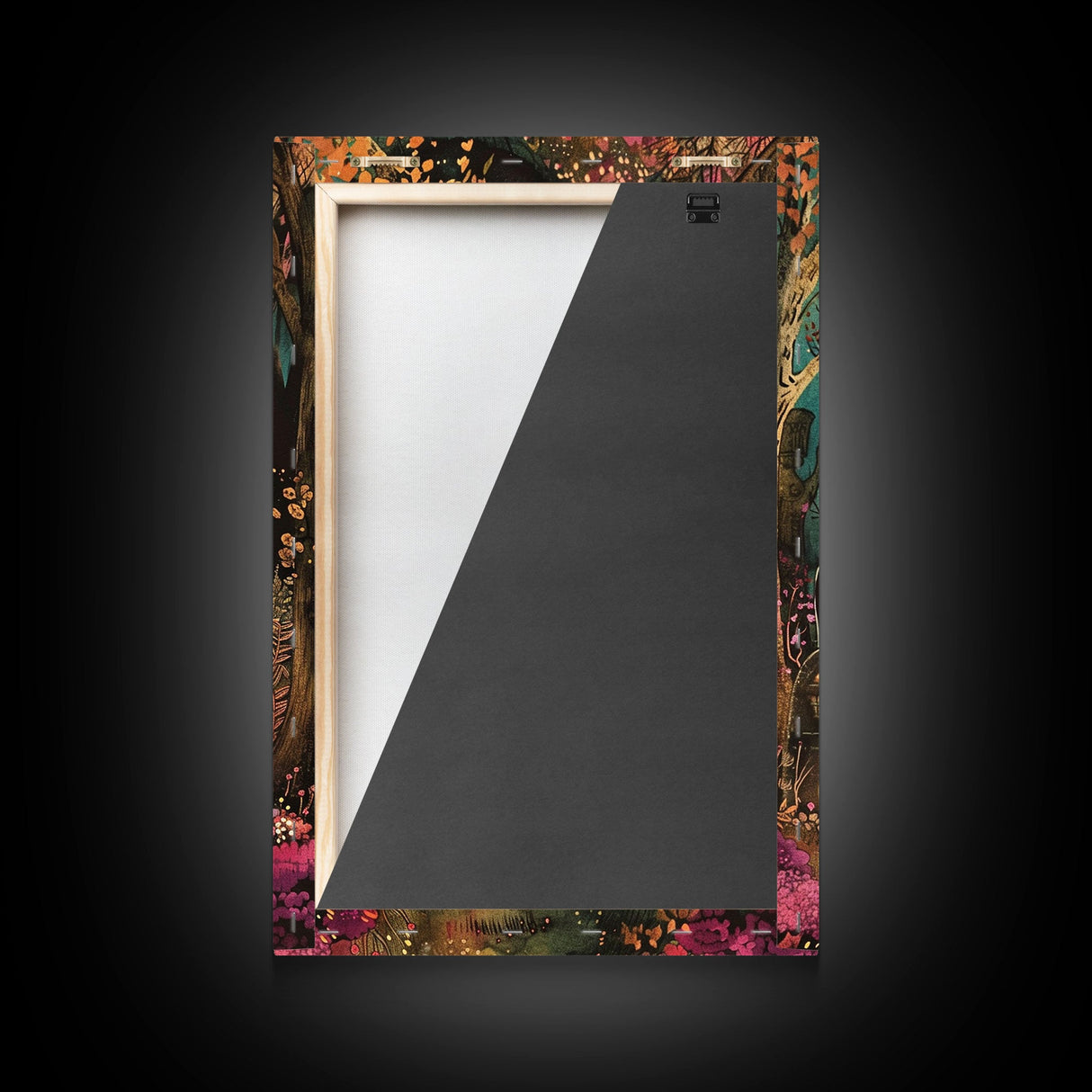 Gate to Haunted Cemetery Framed Canvas Print, Wall Art, Spooky Graveyard Art, Eerie Home Decor, Halloween Forest Painting, Spooky Graveyard