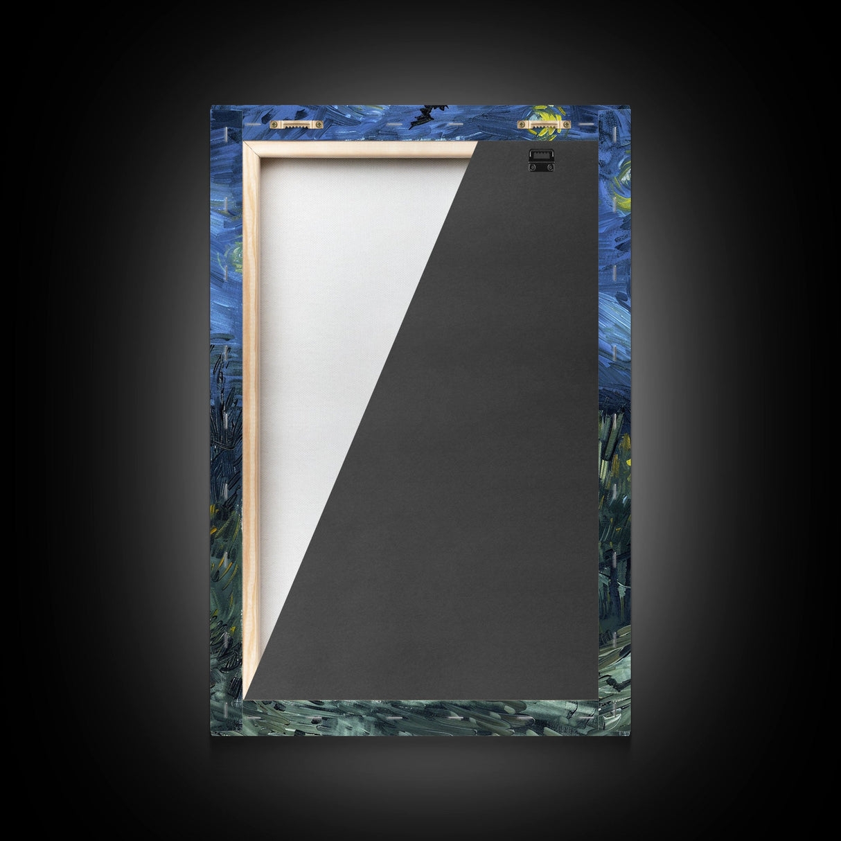 Haunted Road with Jack-O-Lanterns Framed Canvas Print, Halloween Wall Art, Starry Night Inspired, Home Decor, Spooky Art, Living Room Decor