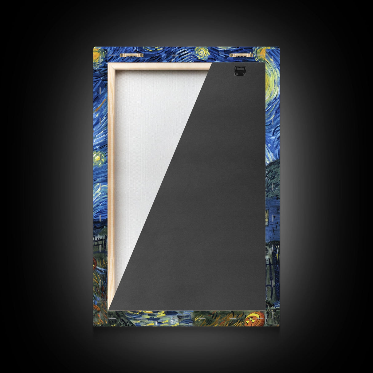 Spooky Starry Night with Jack-O-Lanterns Framed Canvas Print, Halloween Wall Art, Starry Night Inspired, Home Decor, Spooky Art, Living Room