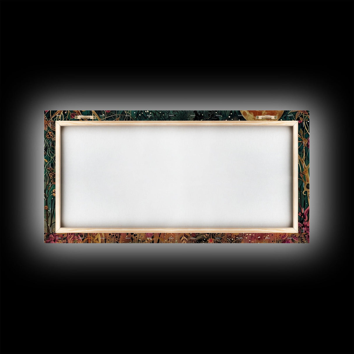 Victorian Witch and her Elk Familiar | Framed Canvas Print | Dark Academia Wall Art | Victorian Style Halloween Art