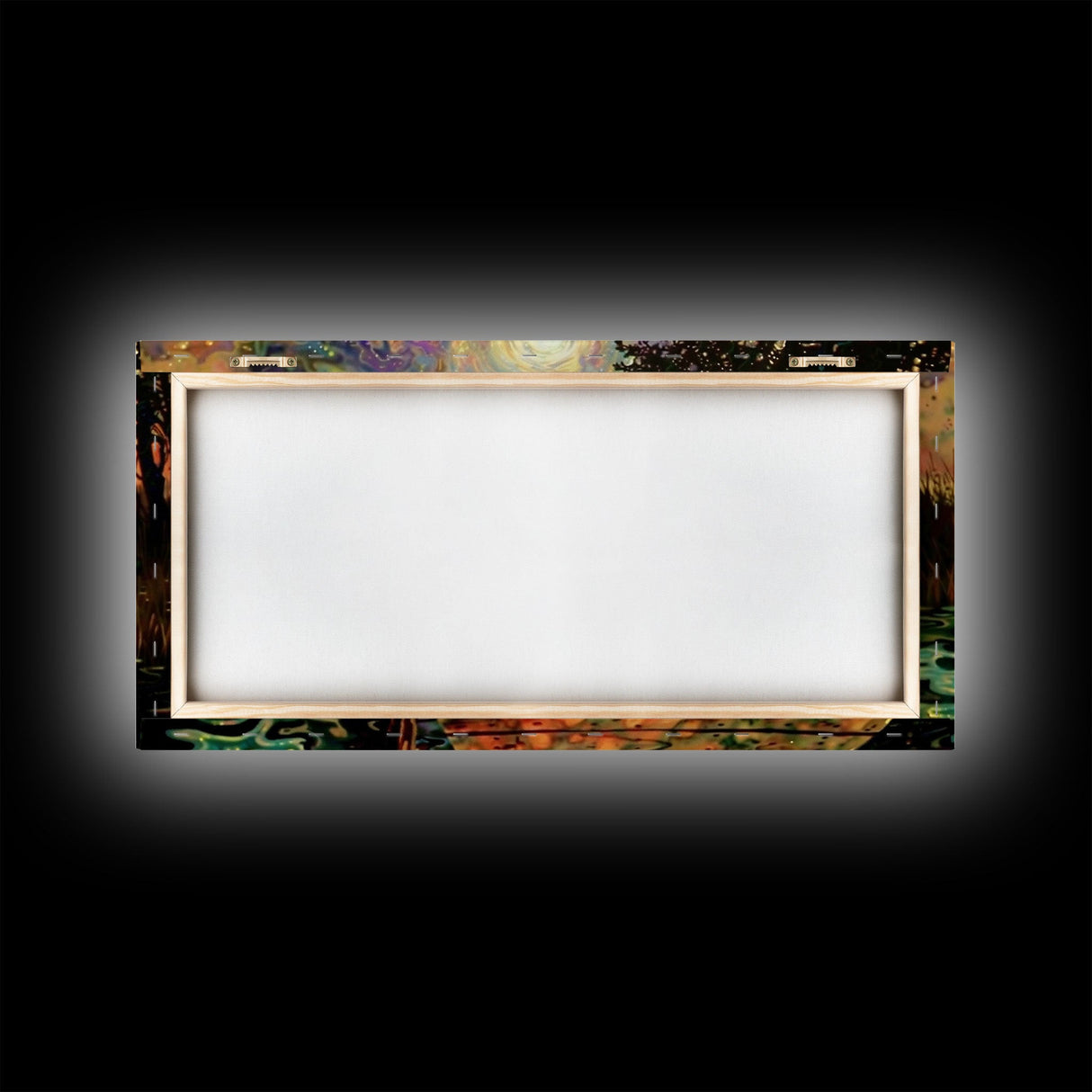 Starry Night Inspired Haunted Ghostly Docks At Night, Framed Canvas Print, Halloween Decor