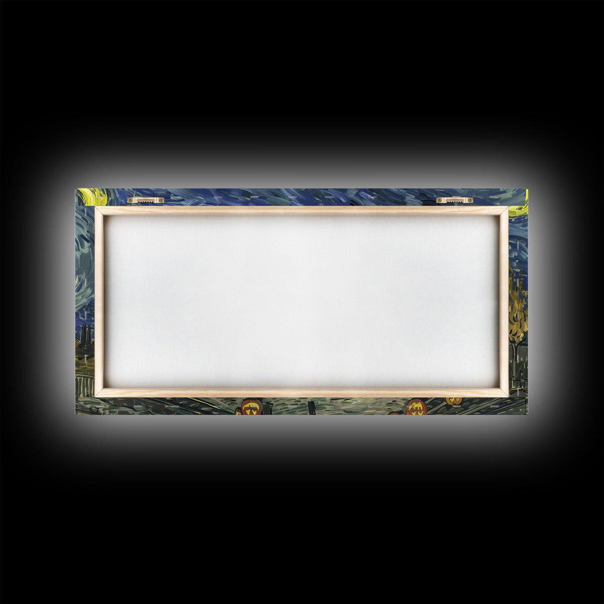 Starry Night Inspired Haunted Steam Train, Framed Canvas Print, Spooky Halloween Wall Art