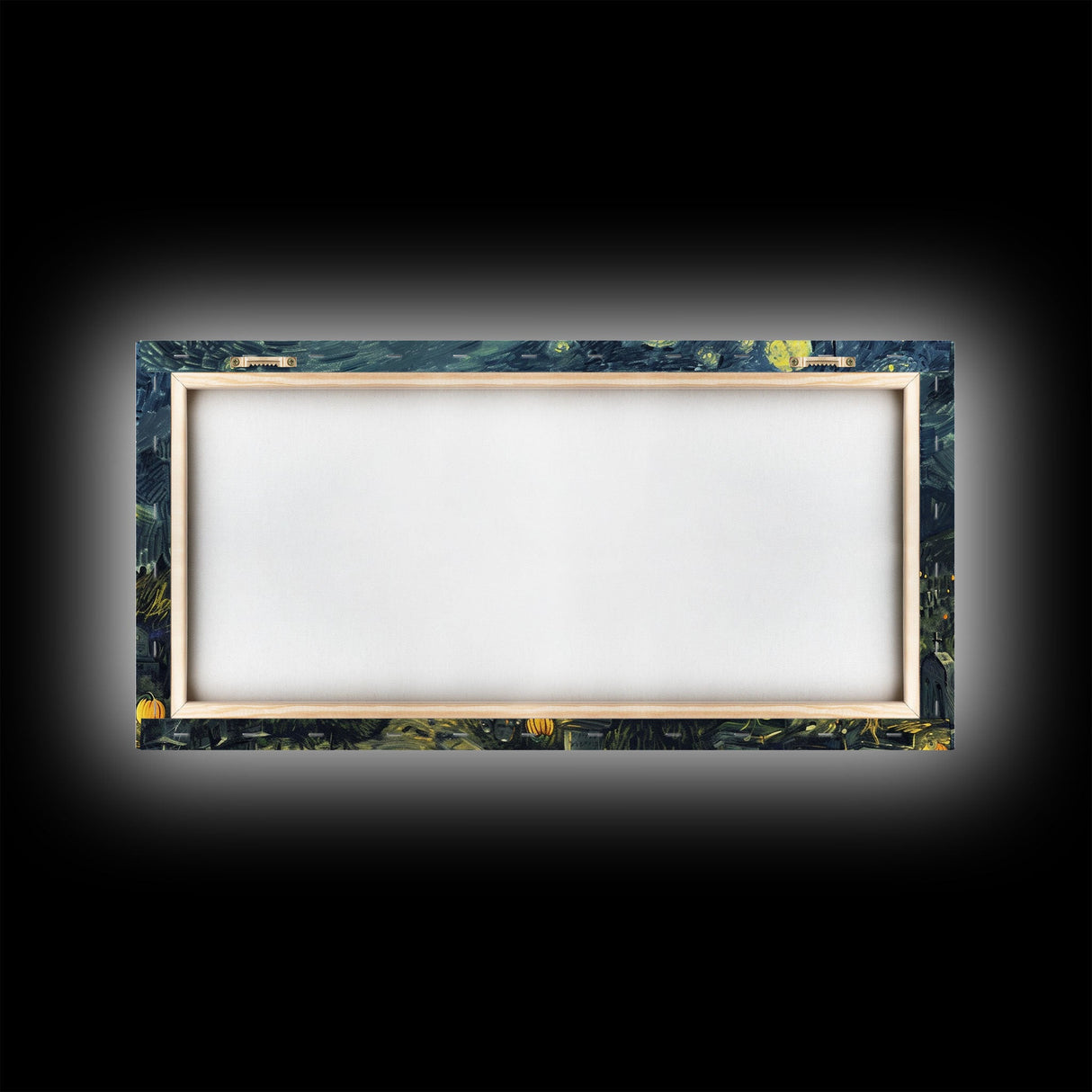 Starry Night Inspired Haunted Cemetery Framed Canvas Print, Halloween Wall Decor, Art Prints, Creepy Art