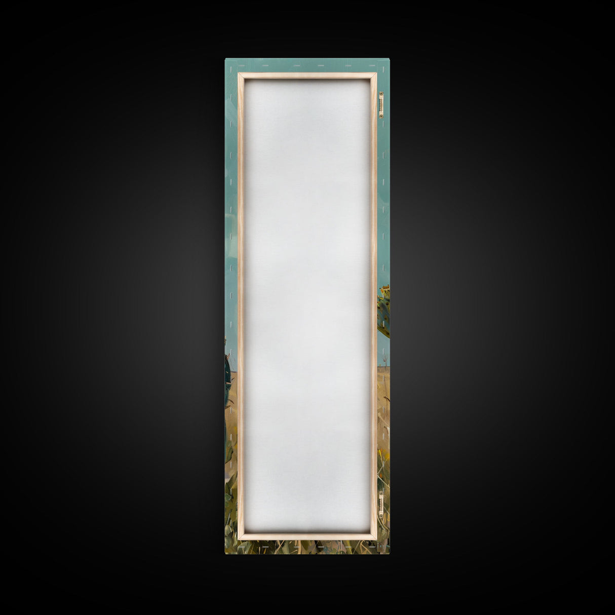 Botanical Desert Art Print of Cactus Framed on Canvas, Framed Western Art, Colorful Landscape Painting, Vertical Art for Living Room