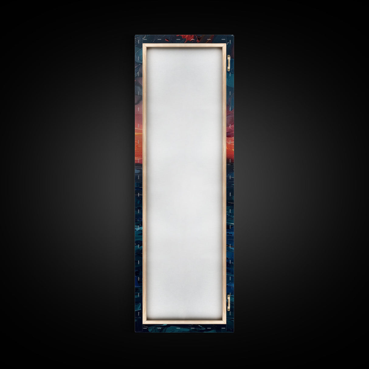 Serene Coastal Sunset Warm Ocean Minimalist Wall Art Framed Canvas Print Tall Art Japanese Style Art