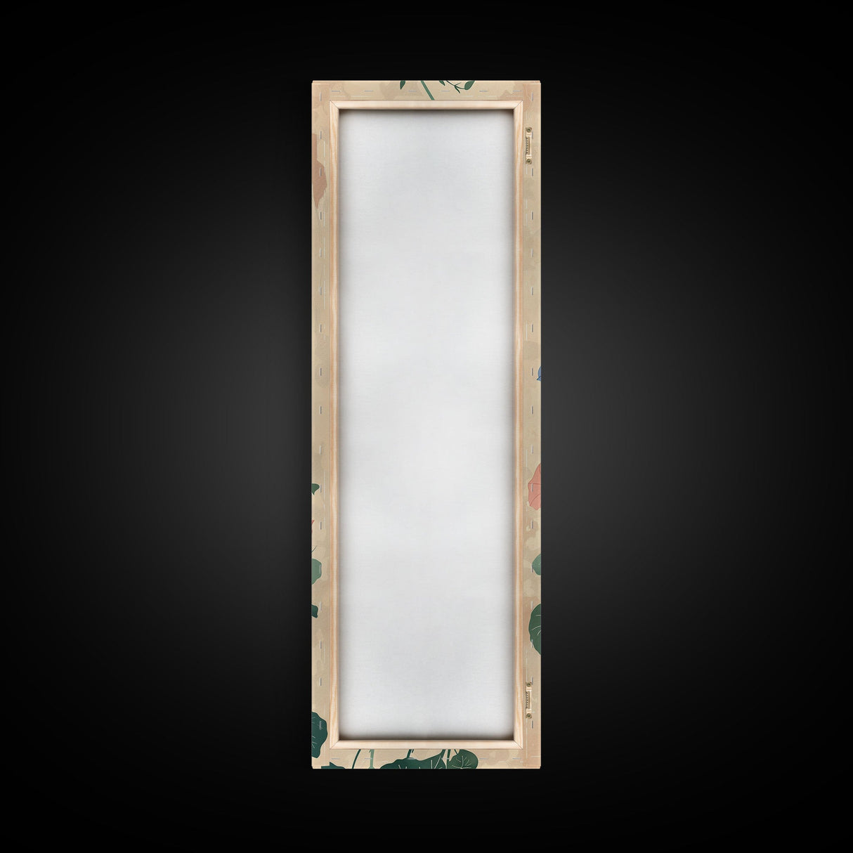 Skinny Art Tall Art Framed Canvas Print Stylized Morning Glory Blossoms In Subtle Pastel Hues Ukiyo-e Japanese Style Art Wood Block Print