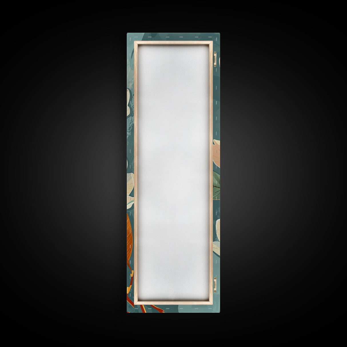 Light Cream Magnolia Blooms On Abstract Background Skinny Art Tall Art Framed Canvas Print Japanese Style Art Ukiyo-e Art Wood Block Print Delicate Decorative