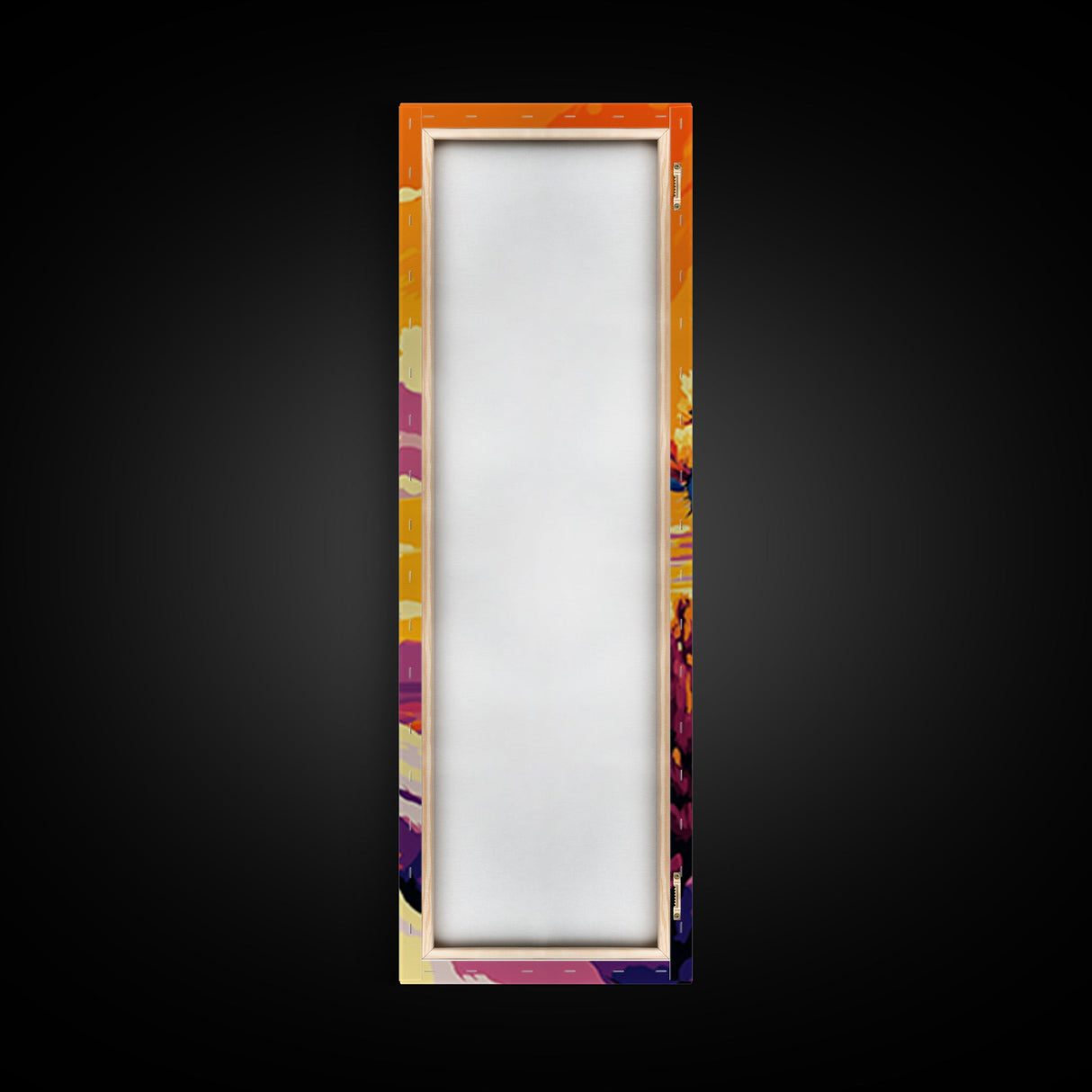 Blooming Cactus Sunset Canvas Print Southwest Wall Art Botanical Prints Vibrant Desert Painting Extra Wide Art