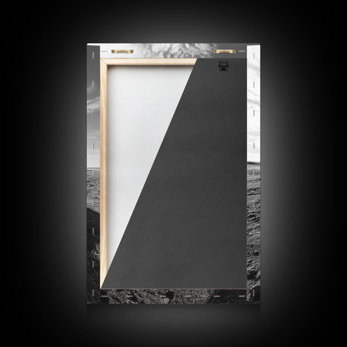 Lone Horn, desert minimalism, rustic western art, wabi sabi decor, moody photography, framed canvas print, black and white, southwest art