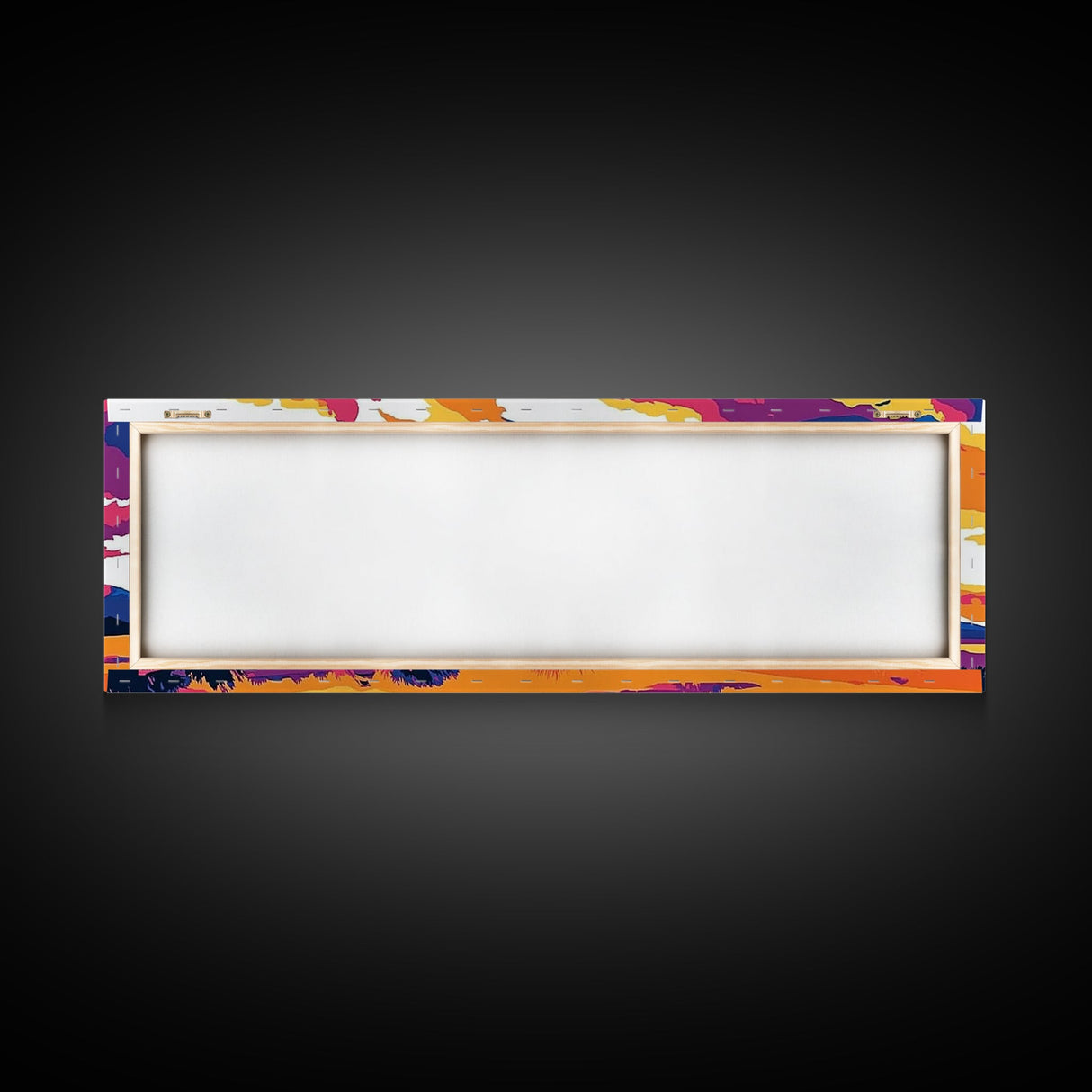 Colorful Desert Landscape, Joshua tree art, southwest wall art, pink orange wall art, extra wide art, panoramic painting, Framed Canvas Print