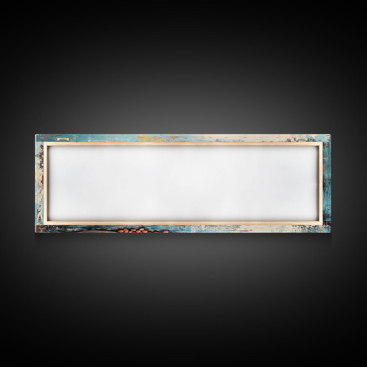 Rustic Tin, wabi sabi art, rustic wall art, teal wall art, farmhouse art, kitchen decor, Framed Canvas Print, above sofa art