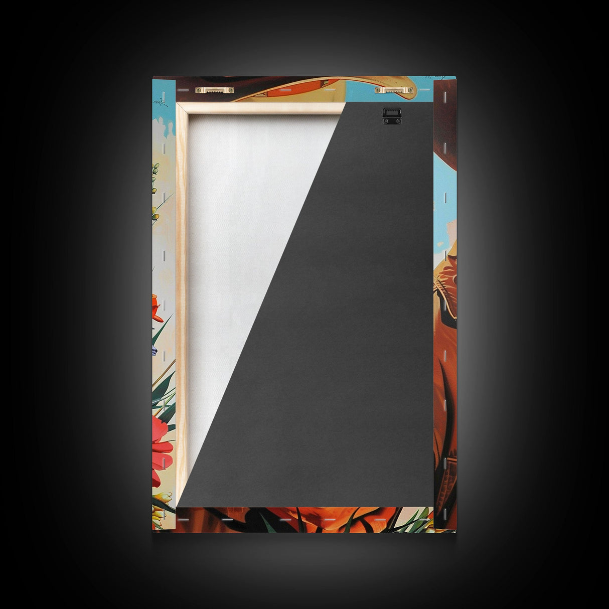 Cowboy with Bouquet of Flowers - Framed Canvas Print, Western Living Room Art, Rustic Bedroom Decor, Americana Art, Wall Art