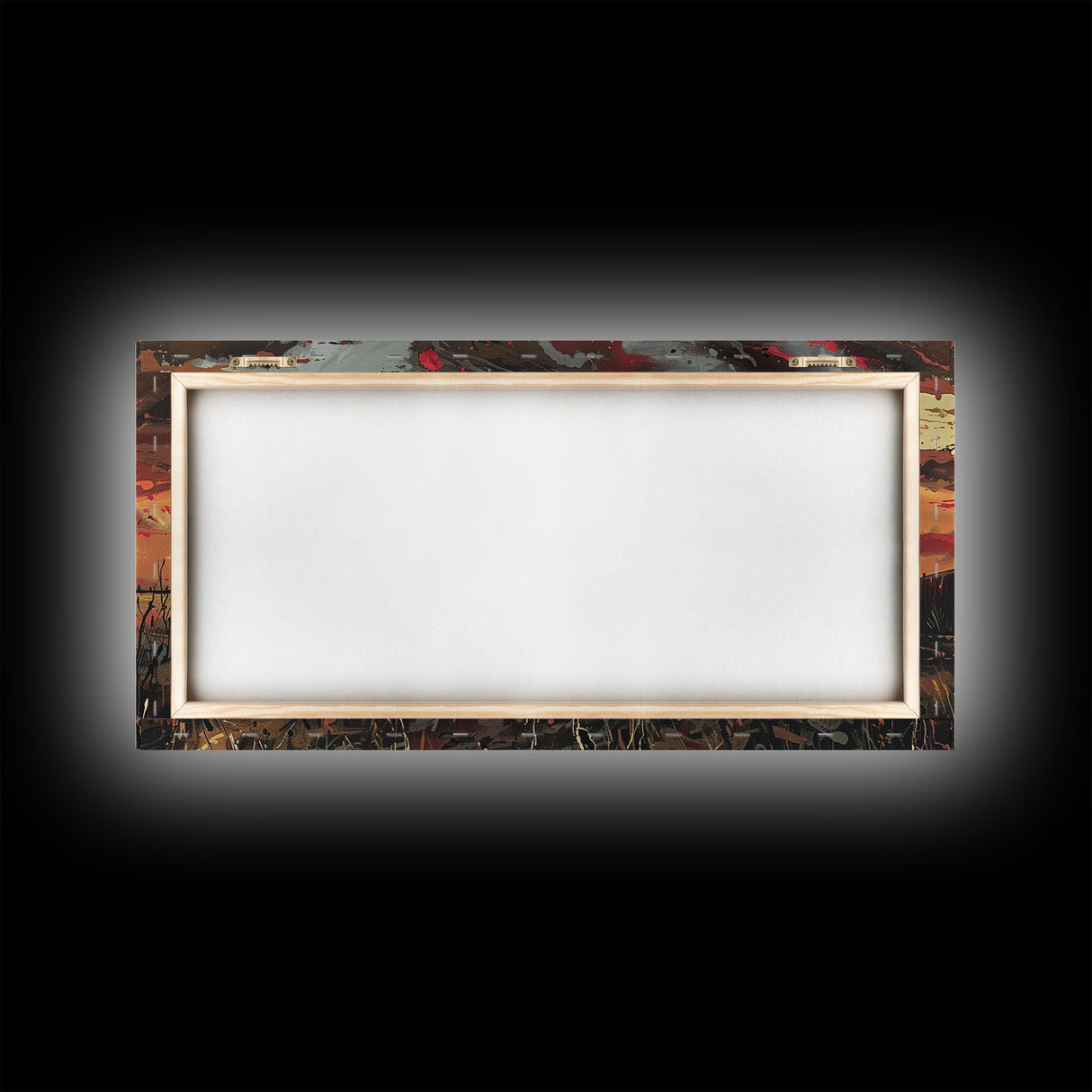 Dark Horse at Sunset with Barn, Stunning Abstract Art, Framed Canvas Print, Boho Wall Art, Bedroom Decor, Unique Home Decoration