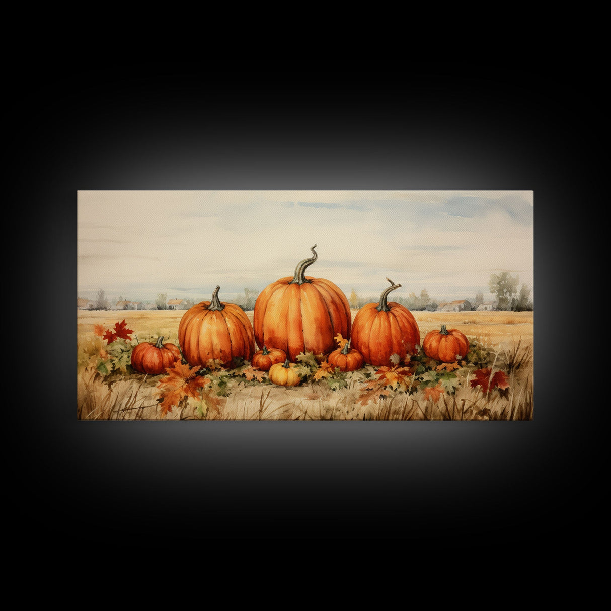 Pumpkin Decor, Autumn Wall Art, Farm Wall Decor, Canvas Print, Wall Hanging, Panoramic Art, Kitchen Prints, Rustic Wall Decor, Western Art