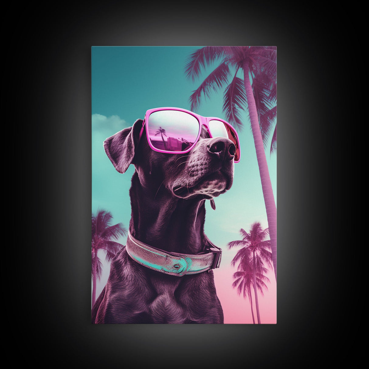 Labrador Wall Print, Dog Wall Art, Dog Pink Sunglasses, Animal Art, Funny Wall Art, Framed Wall Art, Framed Canvas, Wall Print, Wall Canvas