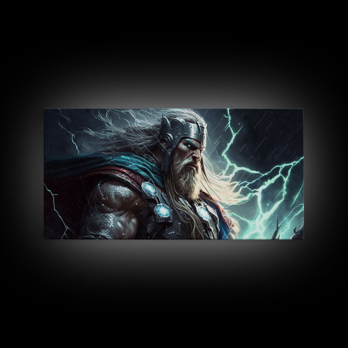 Thor God of Thunder, Framed Canvas Print, Norse Mythology Art, Fantasy Art