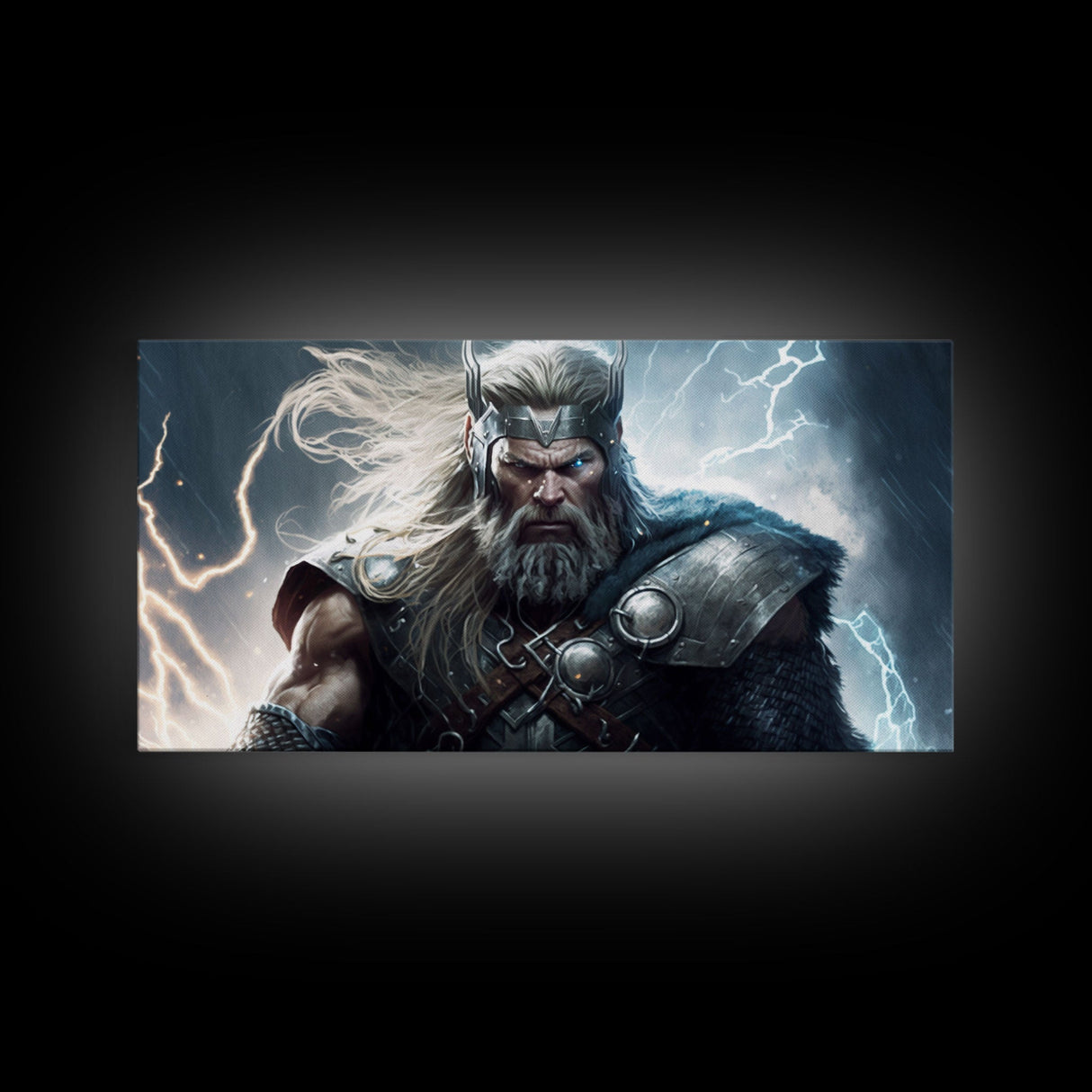 Thor Art, God of Thunder, Framed Canvas Print, Norse Mythology Art, Fantasy Art
