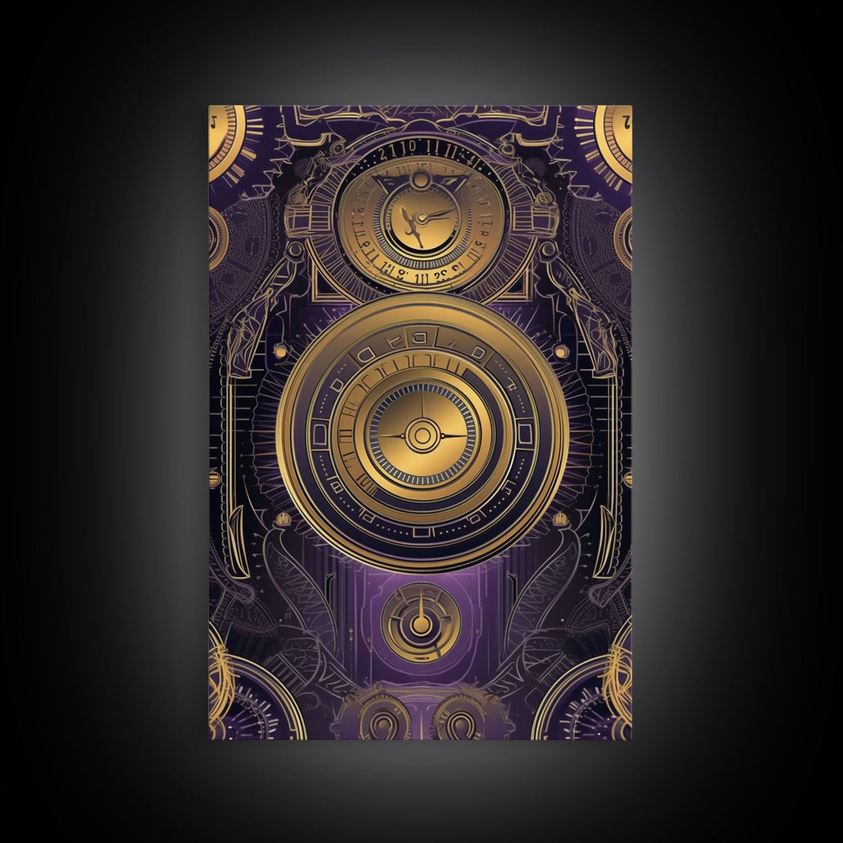 Midcentury Modern Wall art, Framed Canvas Print, Art Deco, Patterns art, Ornament art, Purple & gold art, Original painting, Bright colors