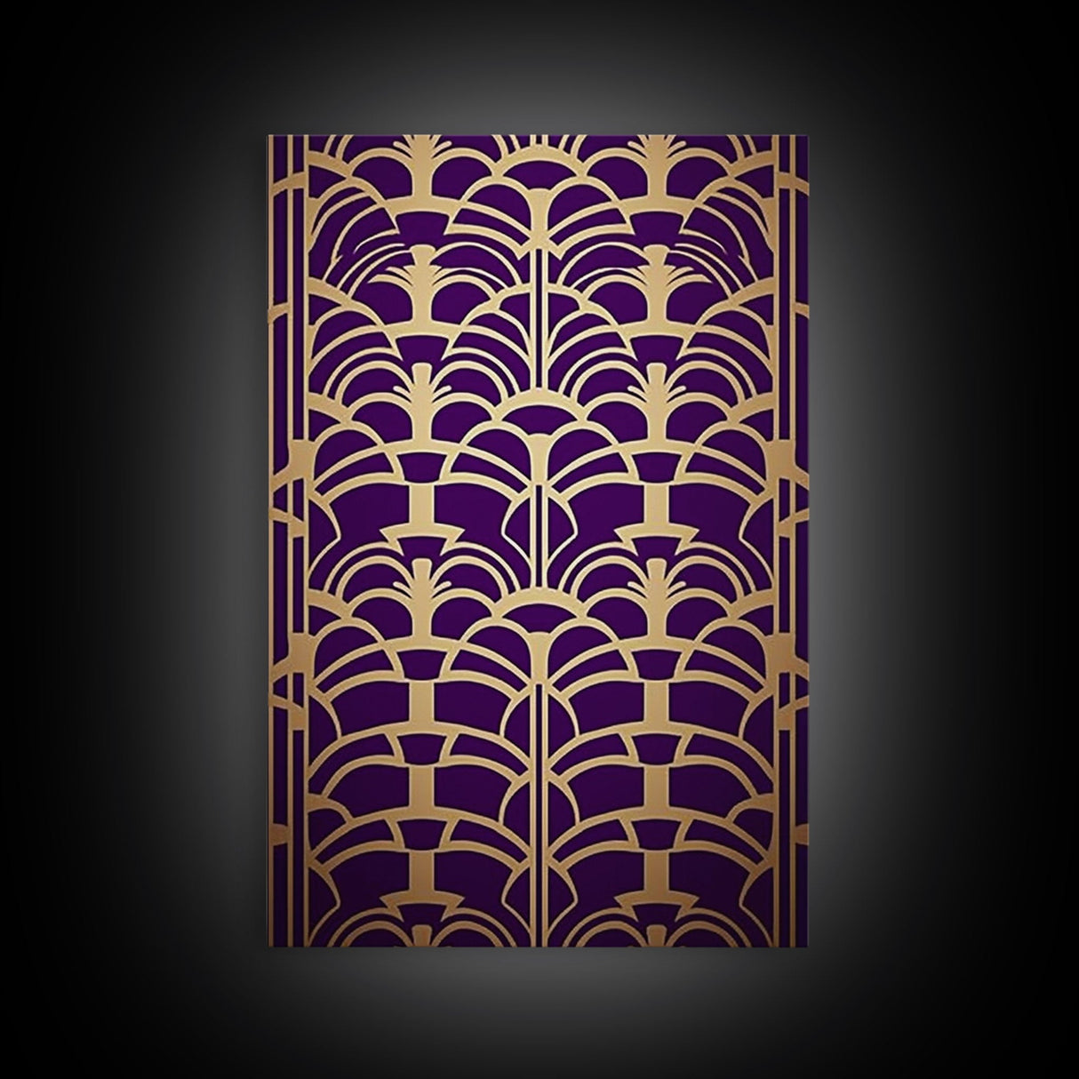 Midcentury Modern Wall art - Framed Canvas Print - Art Deco- Office decor - Purple & gold art - Ornament art - Abstract art - Geometric art