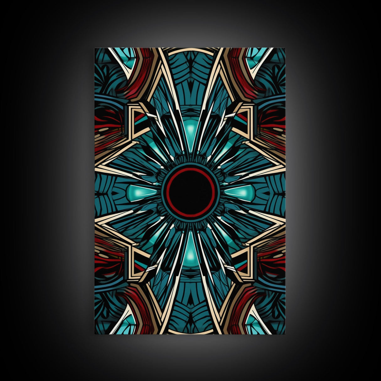 Art Deco Pattern Wall art - Framed Canvas Print - Art Deco - Red & blue art - Colorful painting - Patterns art - Wall art - Living room art