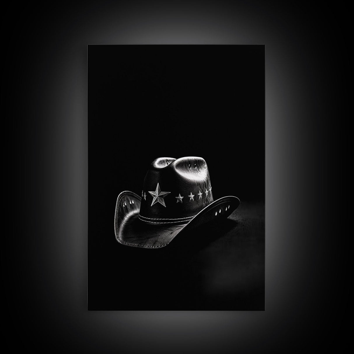 Cowboy Hat Print, Western Wall Art, Black And White, Texas Art, Minimalist Art, Wall Decor, Canvas Art, Wall Art, Framed Canvas Wall Decor