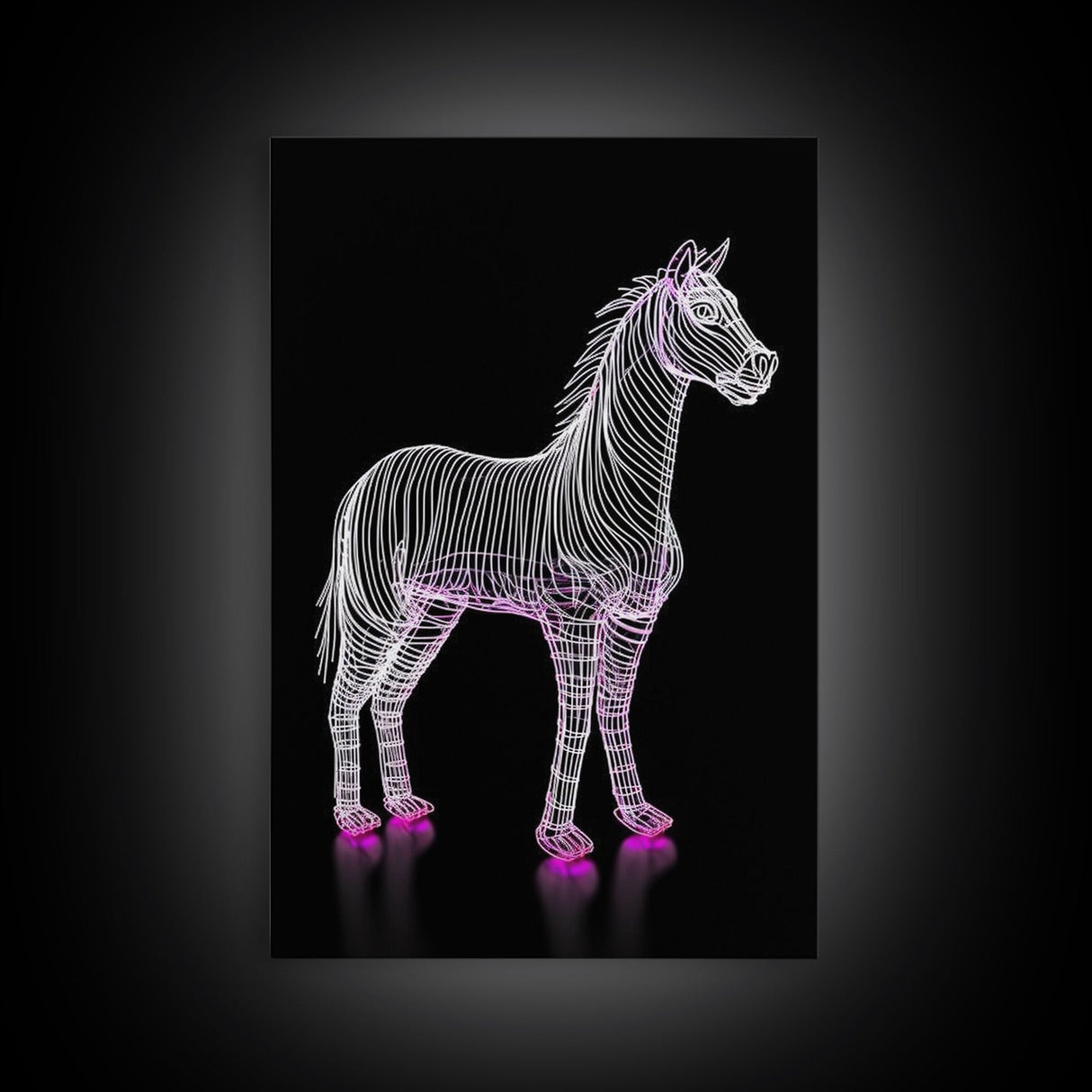 White Horse Wall Decor, Line Art, Animal Wall Art, 3D Wall Art, Minimalist Print, Wall Decor, Canvas Print, Wall Art, Framed Canvas