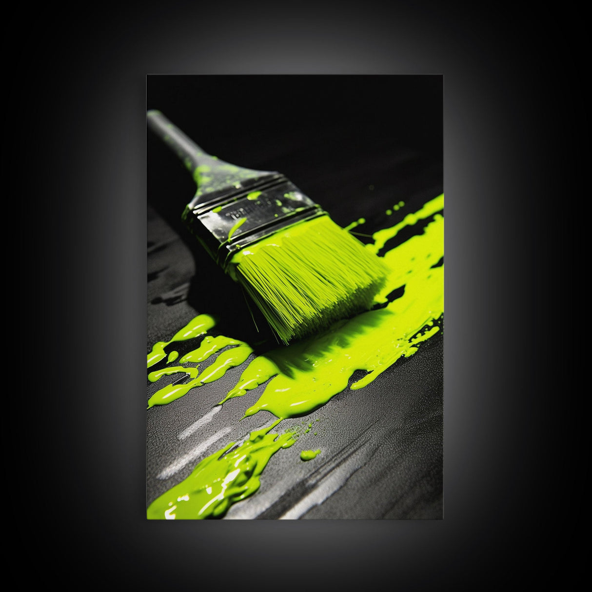Yellow Paint Brush Wall Art, Vibrant Paint Wall Decor, Craft Room, Minimalist Print, Wall Decor, Canvas Print, Wall Art, Framed Canvas