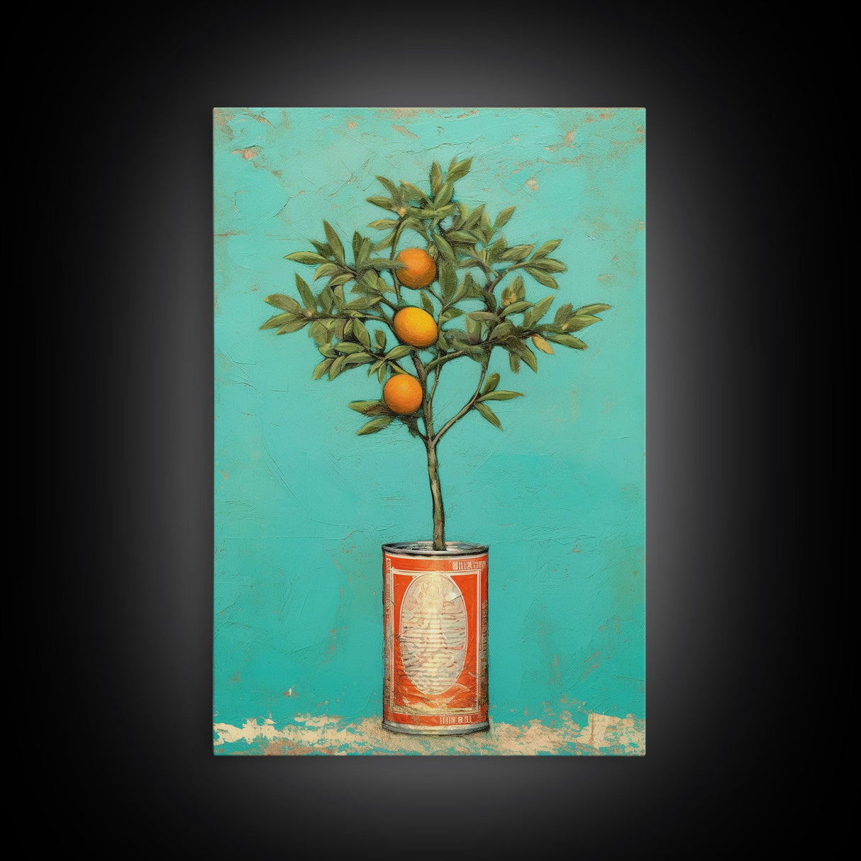 Orange Plant In Can Wall Decor, Fruit Wall Art, Kitchen Wall Art, Minimalist Wall Art, Wall Decor, Canvas Print, Wall Art, Framed Canvas Art