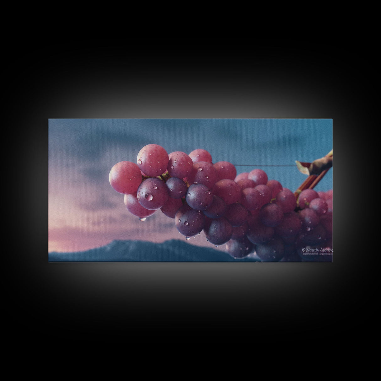 Grapes Wall Decor, Kitchen Wall Decor, Food Wall Art, Minimalist Art, Panoramic Wall Decor, Canvas Print, Wall Art, Framed Canvas Art