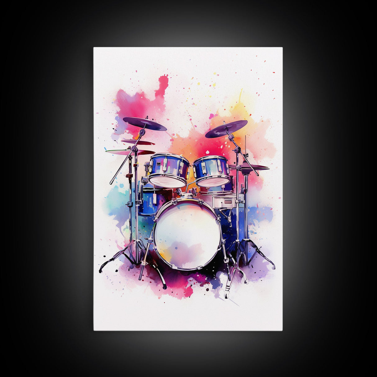 Drum Art, Gift For Drummer, Framed Canvas Print, Studio Art, Music Studio Decor, Drum Set