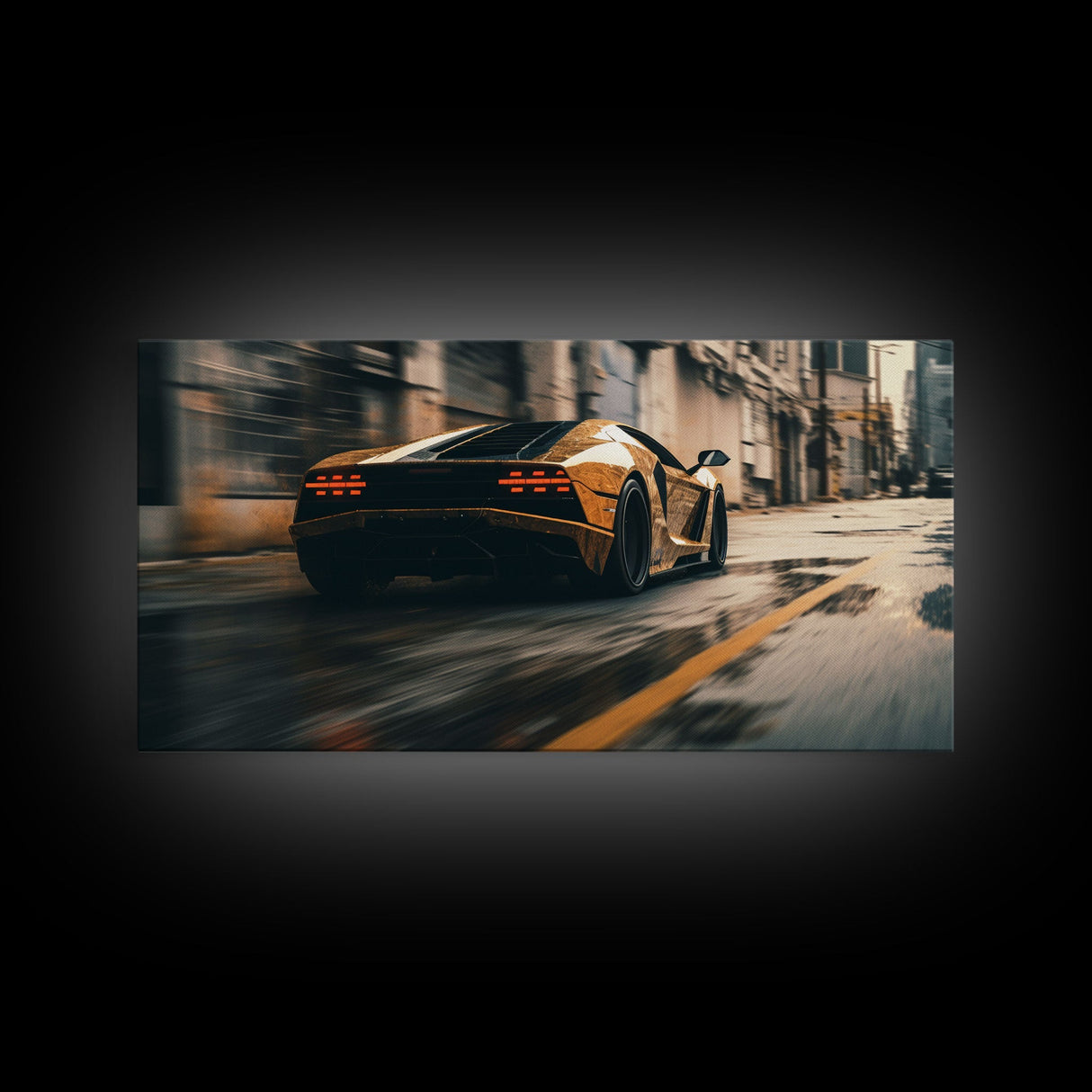 Cool Supercar Art, Framed Canvas Print, Cyberpunk Sportscar Painting, Futuristic Supercar Painting, Man Cave Decor, Gift For Him, Car Guy