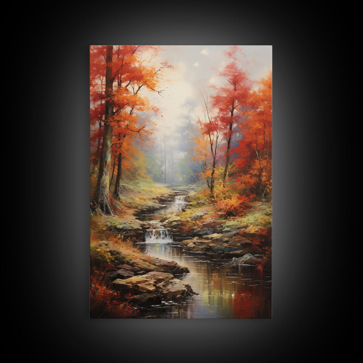 Stream, Forest Wall Art, Autumn Art Print, Canvas Print, Wall Art, Vertical Art, Nature Wall Art, Business Gift, Above Bed Art, Wall Decor