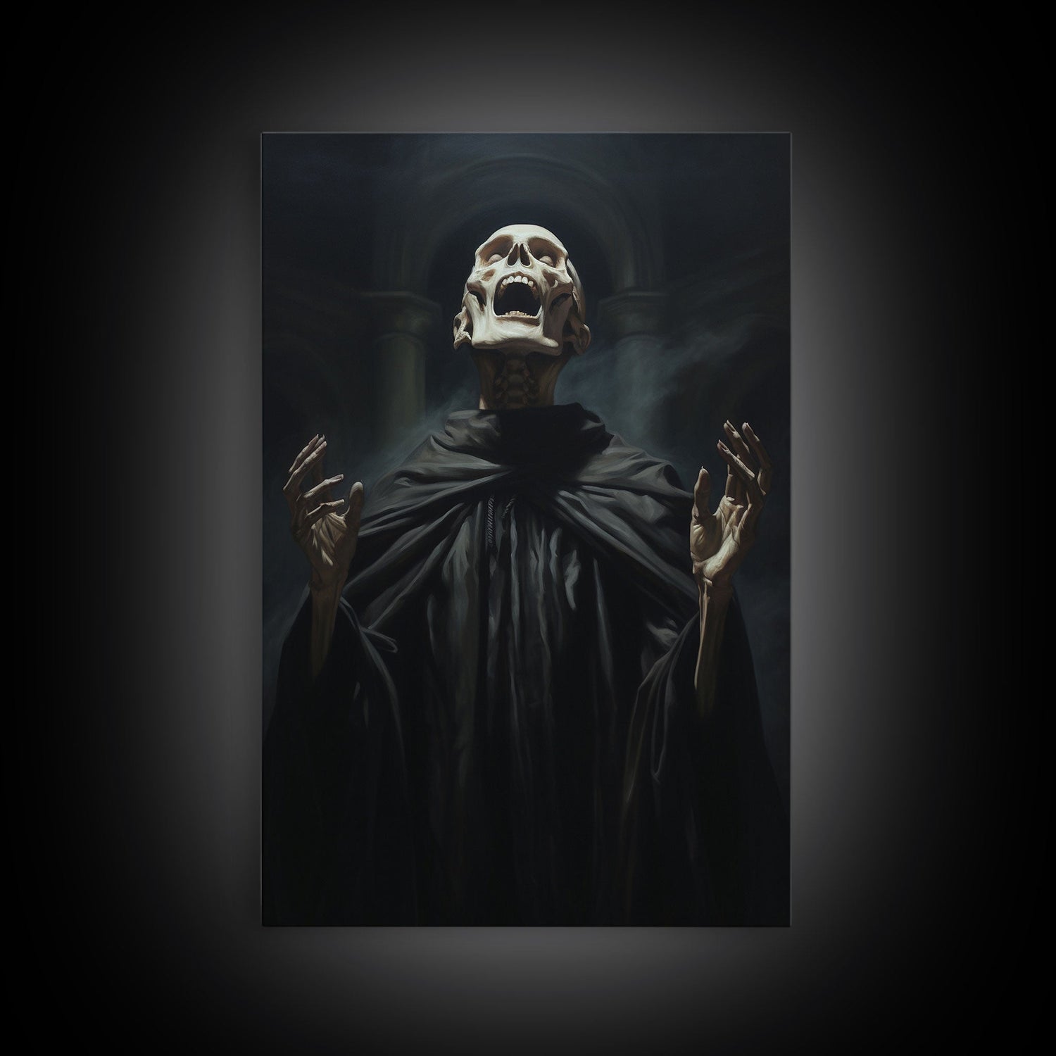 Macabre Decor, Framed Canvas Print, Halloween Wall Art, The Haunted Opera Singer, Dark Academia, Gothic Halloween Decor