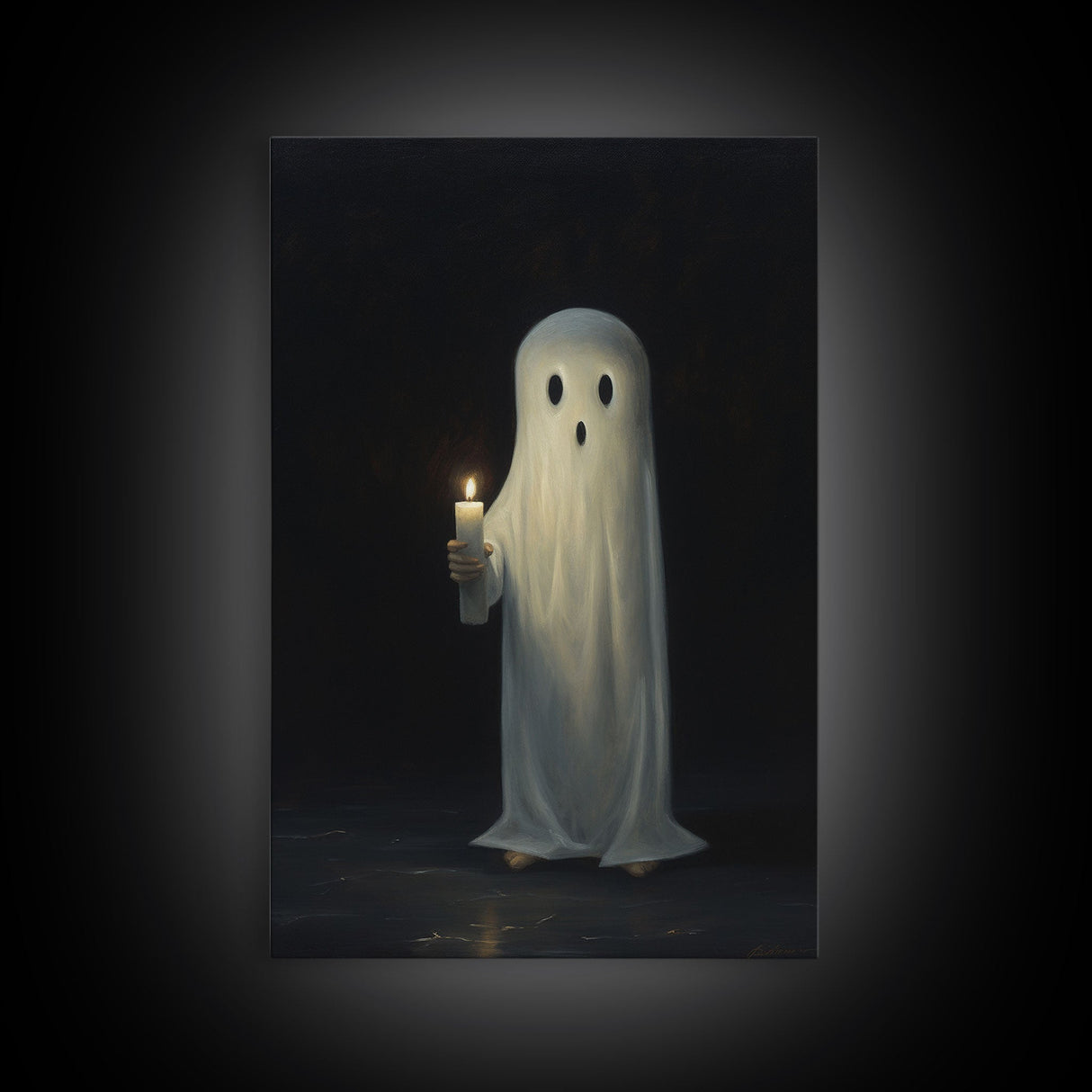 Ghost Holding A Candle Halloween Decor, Art Canvas Print, Spooky Ghost Wall Art, Fall Decor, Halloween wall decor, Funny Halloween Art